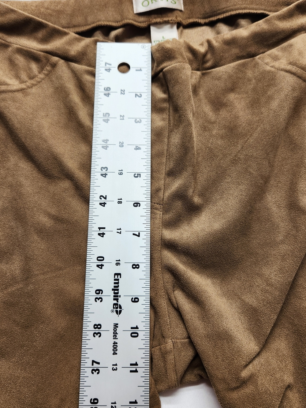 ⭐️ORVIS Luxe Faux Suede Pull On Pants Brown Cognac Size Large L Stretch Comfort - Picture 4 of 11